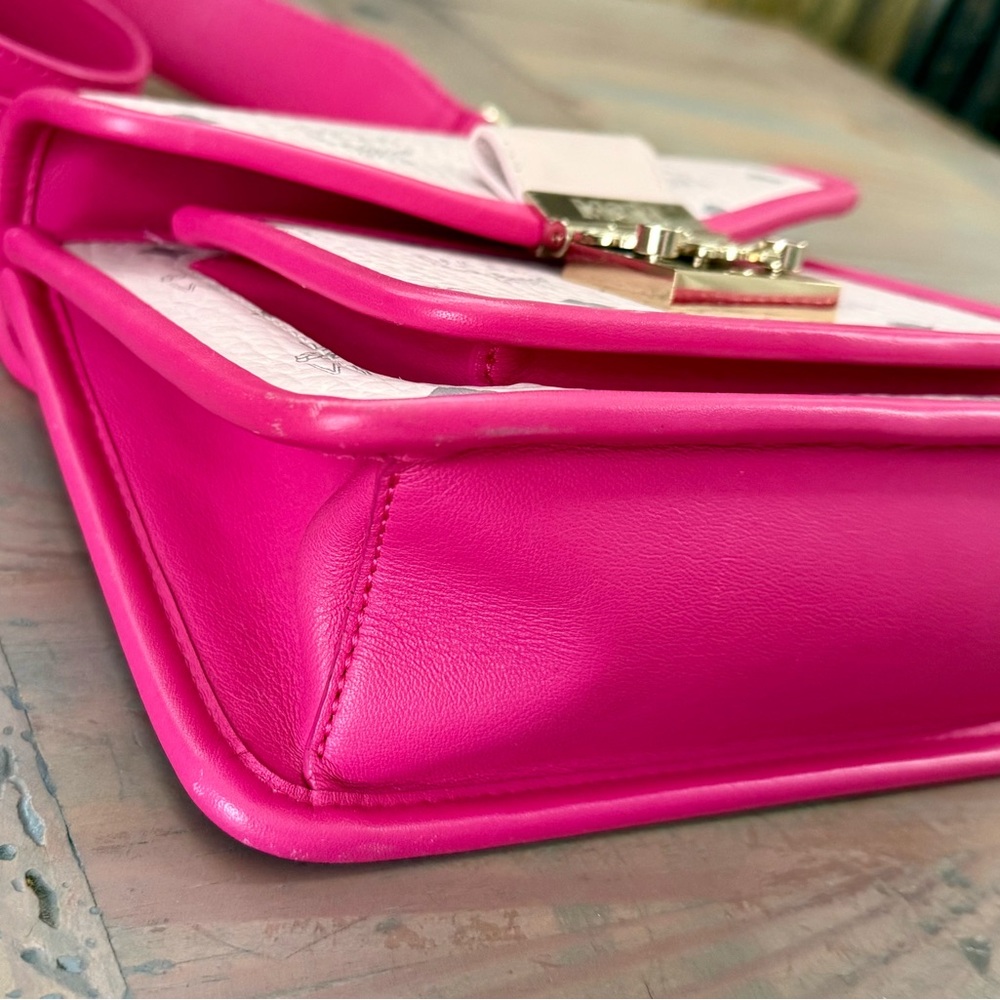 MCM Powder Pink Visetos Small Top Handle Shoulder Satchel Bag w/FREE GIFT - Picture 11 of 15
